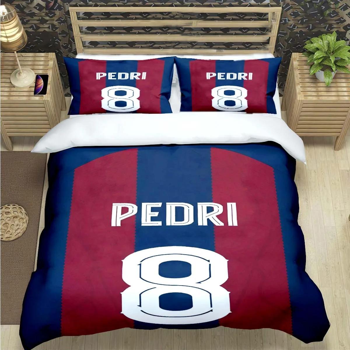 HOT Mode Espagne Étoile du Football P-Pedri Housse de couette Taie d'oreiller Parures de lit Adulte Garçon fille chambre Simple Double Grande Taille 140x200cm (2pcs)