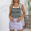 Women's Ribbed Vest Sleeveless Striped Knit U Neck Shirt Summer Casual Tank Top