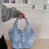 Functional Embroidered Carry Bag Soft Handag For Ladies Large Inside With Safe Magnetic Snap For Phone And Keys  Gray