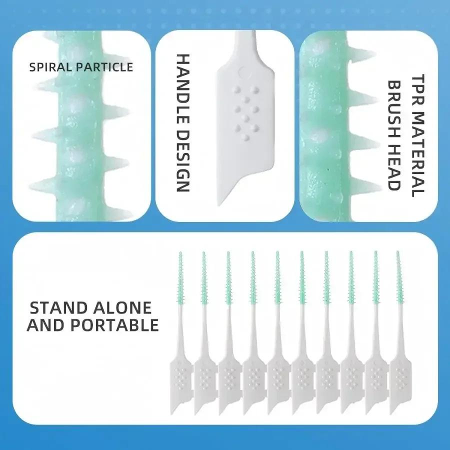 Interdental Silicone Brushes 20 Units Dental Toothpicks Brush Between Teeth Silicone Toothpicks With Thread Oral Cleaning Tools