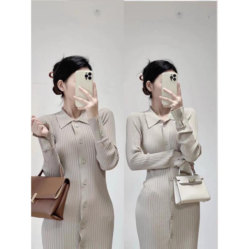 Long Sleeve Knitted Cardigan Dress Autumn and Winter Women's Clothing Temperament Celebrity High-end Muse Fan Premium Sense Super Good-looking Skirt