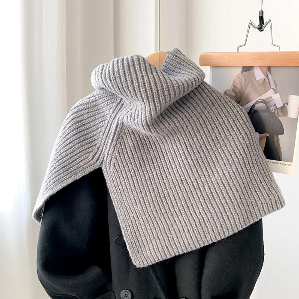 Warm Women Cape Pullover High Neck Scarf Elegant Knitted Shawl  Clothes Decoration Accessories