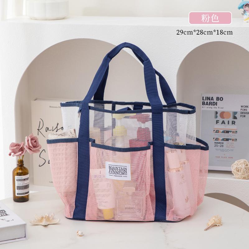 Neue Make-up-Tasche, Großraum-Bad- und Toilettenartikel, Strandtasche, Mehrfachtaschen-Netzstoff, Essentielle Reise-Aufbewahrungstasche