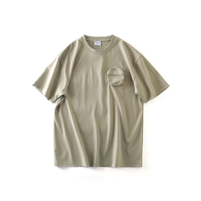 American Workwear Three-Dimensional Pocket Pure Cotton Short Sleeve T-Shirt Men's 2024 New Arrival Trendy Base Shirt Export Cotton T-shirt