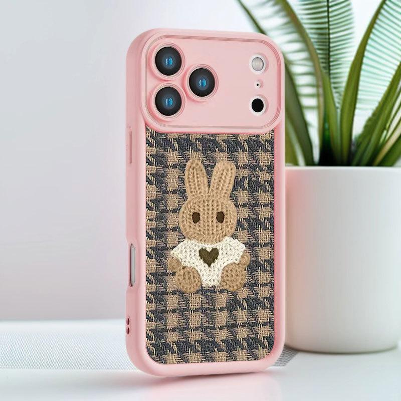 Capa de Celular Adorável de Coelho à Prova de Queda para iPhone 17, 16 Pro, 15 Pro Max, 14 e 13 Pro.