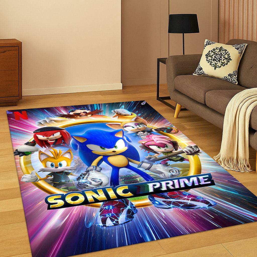 3D S-Sonic Cartoon Hedgehog Game Carpet Rug for Bedroom Living Room Sofa Doormat Home Decor,Kid Area Rug Non-slip Christmas Gift