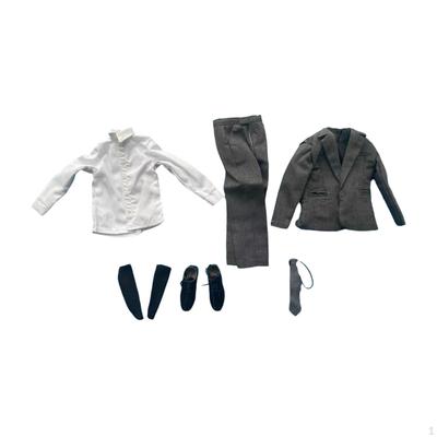 1:6 Scale Miniature Suit Set Socks Shirt Shoes Realistic Jacket Pants with Tie for 12'' Inch Male