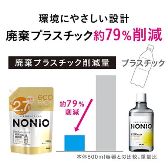 NONIO Light Herb Mint 1300ml Large Capacity Kills Bad Mouthwash, Mild, Non-Alcoholic, (Quasi-drug) - Refill. Breath-Causing Bacteria.