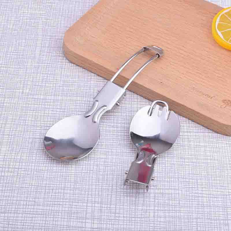 Outdoor Camping Przenośny nóż składany Widelec Łyżka Naczynia kuchenne Składane sztućce ze stali nierdzewnej