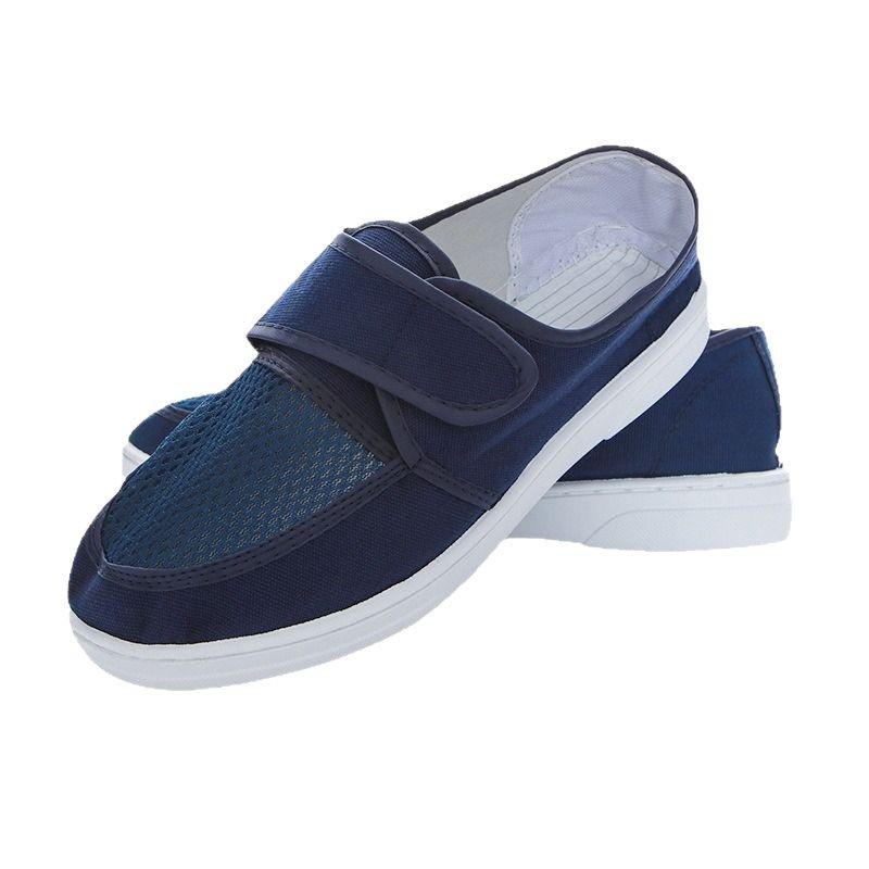 Breathable Anti-static Mesh Shoes with Thick Soft Soles and Non-slip Velcro Canvas