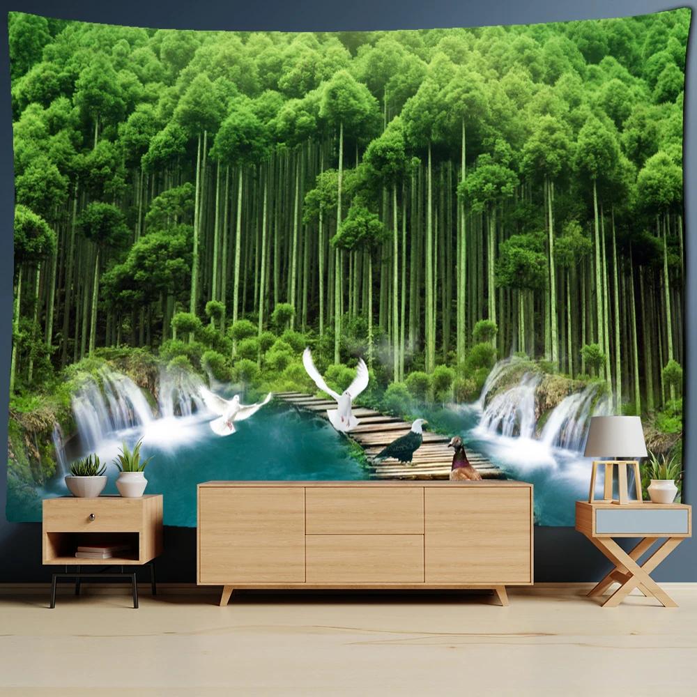 Bedroom Decor Aesthetic Tapestry Nature Scenery Forest Home Decor Aesthetic Living Room Backdrop Decor Wall Hanging Mantel Mesa