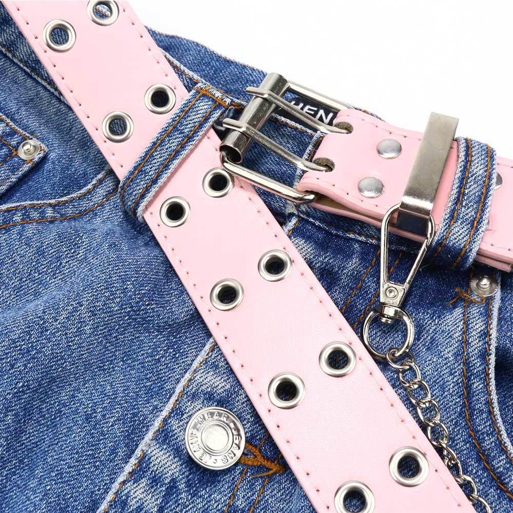 Punk Belt Women'S Decorative Chain Jeans Belt Double Gas Eye Corns Women'S Belt