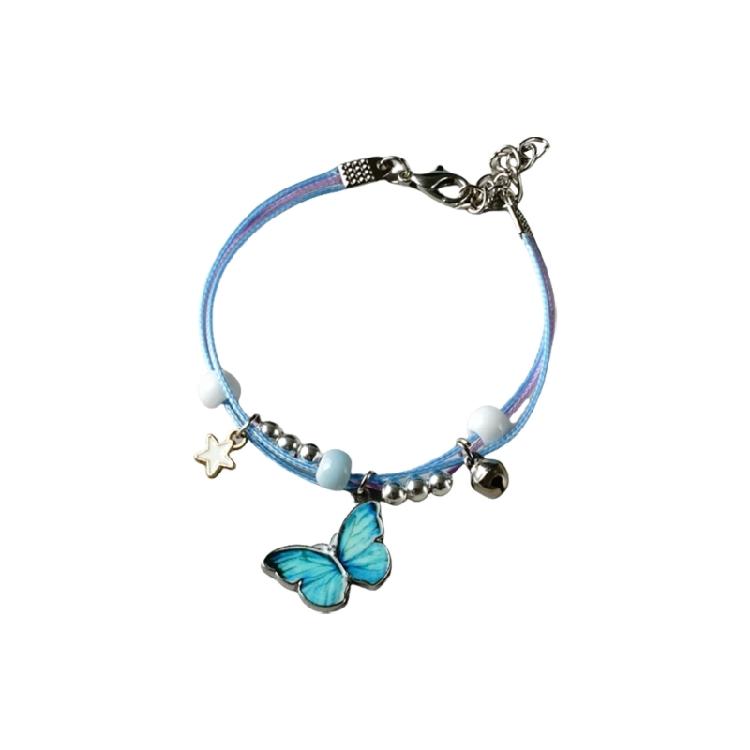 Stylish Alloy Butterfly Beaded Bracelet Anklet with Colorful Adjustable Woven Rope for Women Girls Birthday Parties