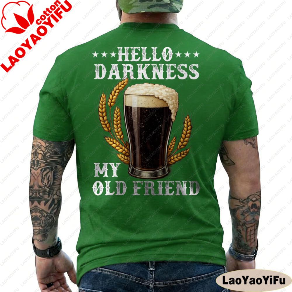 

Hello Darkness My Old Friend Dark Irish Beer Design Dark Irish Beer Club ON BACK Picture T Shirt High Quality Cotton Tees 4XL