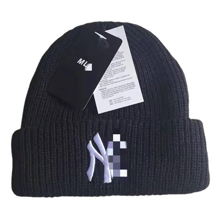 Girl Knitted Embroidery Cap Black Hat No Brim Warm Beanie Winter Casual Wear