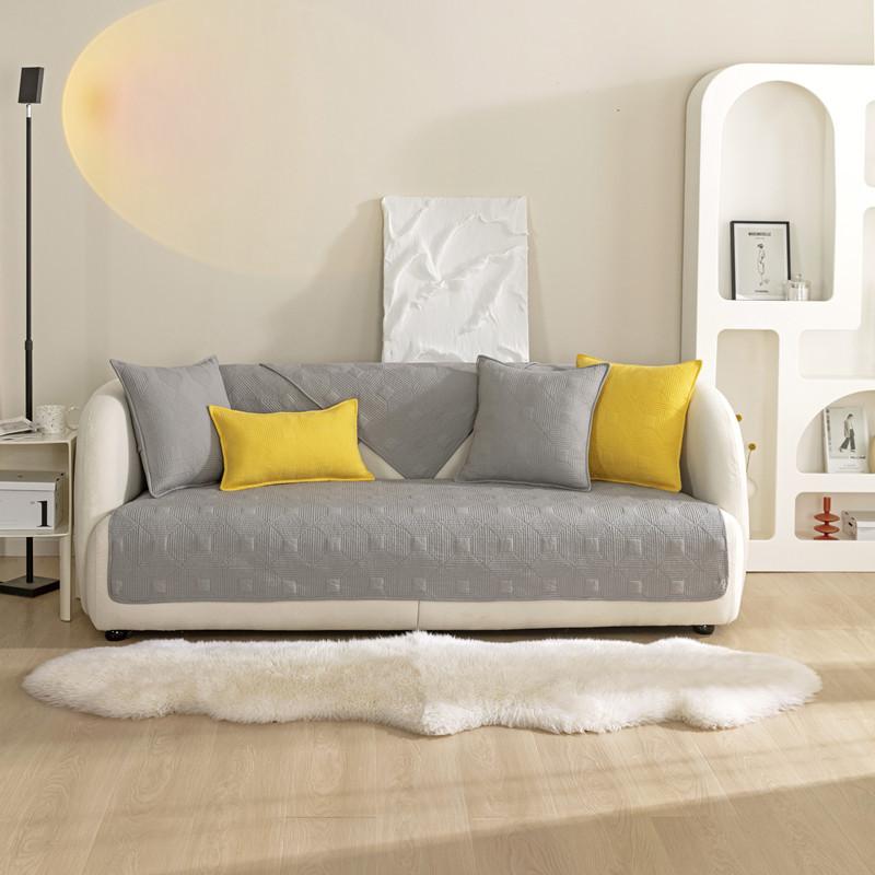 

Всесезонная универсальная однотонная стеганая хлопковая клетчатая диванная подушка, современное простое нескользящее диванное полотенце 70*70