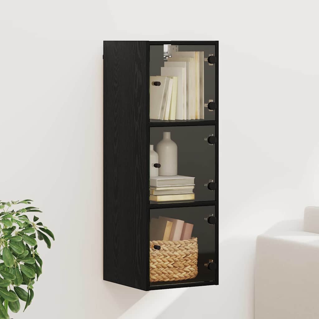 Wall Cabinet Black Oak Effect 35 x 37 x 102 cm Particleboard