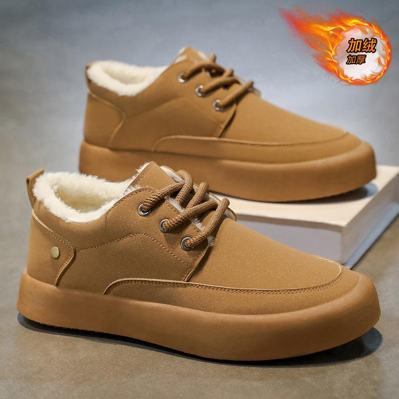 2025 hiver nouveau version coréenne de la mode chaussures chaudes pour hommes tendance velours épaissi chaussures en coton pour hommes chaussures décontractées pour jeunes