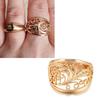 Golden Texture Women's Rings High Glossy Hollow Leaf Rings Vintage Costume Jewelry
