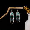 Bohemian fringed turquoise earrings, retro few earrings, personalized temperament earrings.