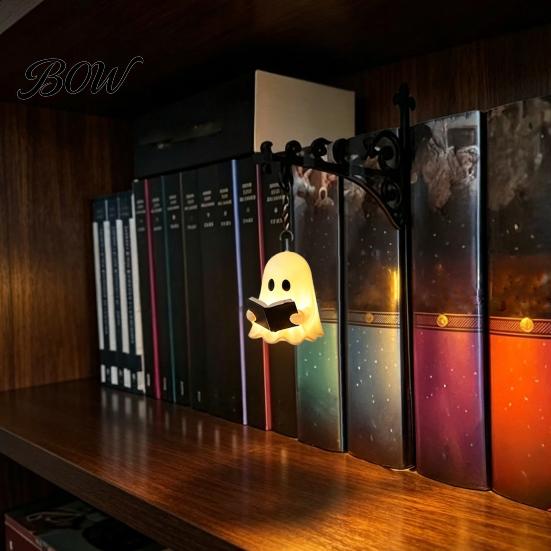 Jedinečná čtecí lampa Duch Knihovna Světlo, Roztomilá lampa, Retro Všestranná závěsná dekorace Zarážky na knihy Světlo pro Halloween Knihovna Pracovna
