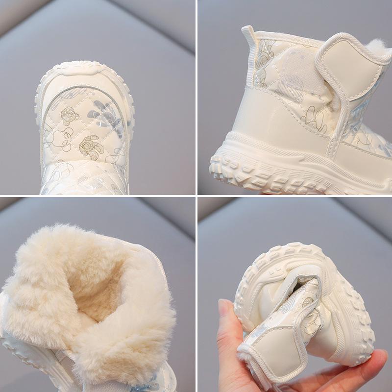 Little Liubao Winter Velvet Baby Boots: Warm, Waterproof Cotton Snow Boots for Ages 2-4 with Ultra-Fiber Leather Surface