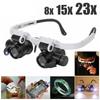 2led Head Mounted Magnifier Headband 8x 15x 23x Adjustable Jeweler Watch Repair Magnifying Glasses Loupe Lens