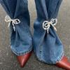 ins bow pants anklet, trouser length shortened decoration, European and American pins imitation pearls