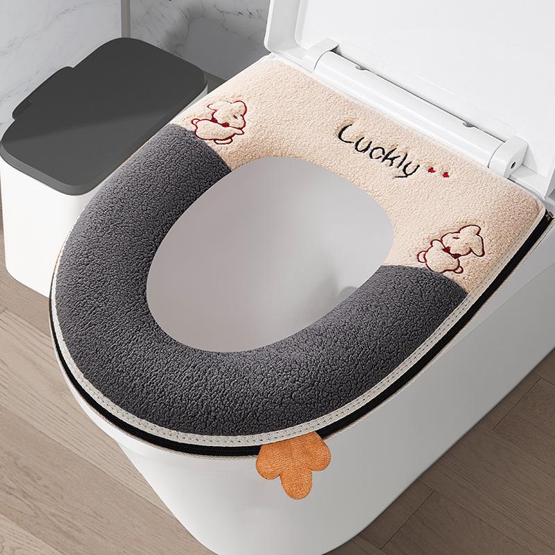 Thick Zipper Style Toilet Seat Cushion for Autumn and Winter
