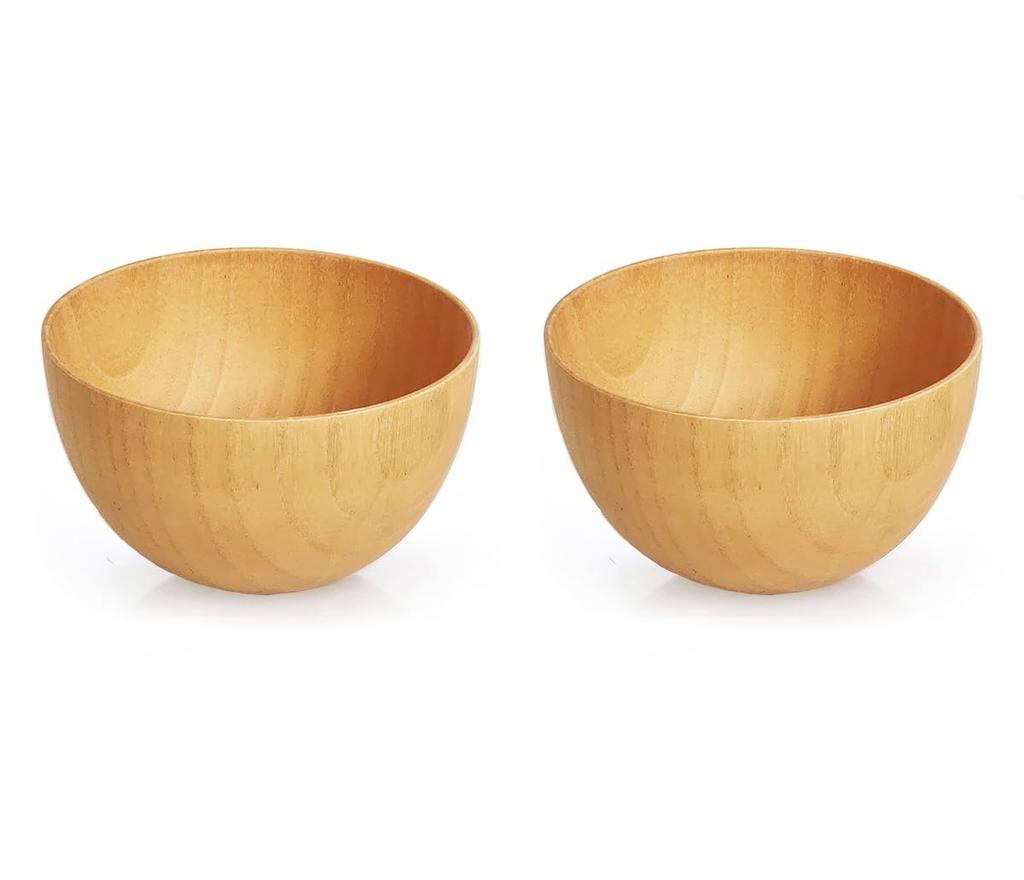 KXLCGYK Wooden Miso Soup and Rice Bowl Set of Lightweight Suitable for and Miso Wood Grain and Dinnerware Set Bowls, Bowl, 2, Bowls, Soup, Rice, Soup,