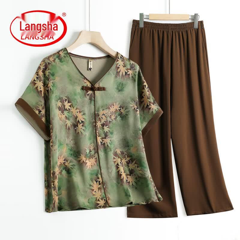 Langsha Women s Plus Size Summer Two-Piece Set XL