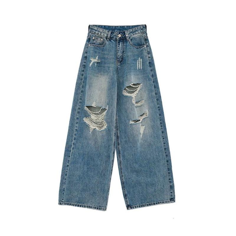 Damen S Vintage Used Gewaschene Weite Jeans Frühling Sommer