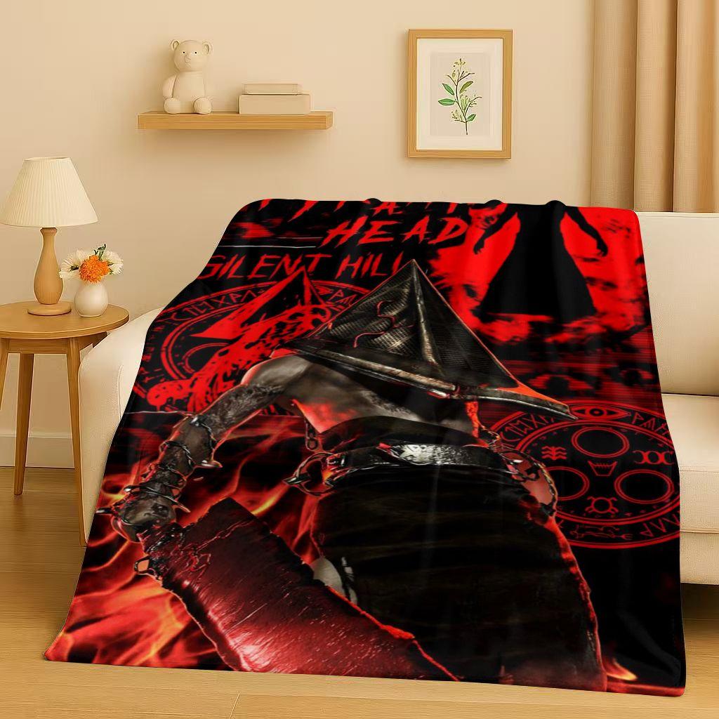 Classic Game Silent Hill Pyramid Head Horror Movie Flannel Blanket,Ultra Soft Warm Plush Throw for Home Bedroom Bed Sofa Cover