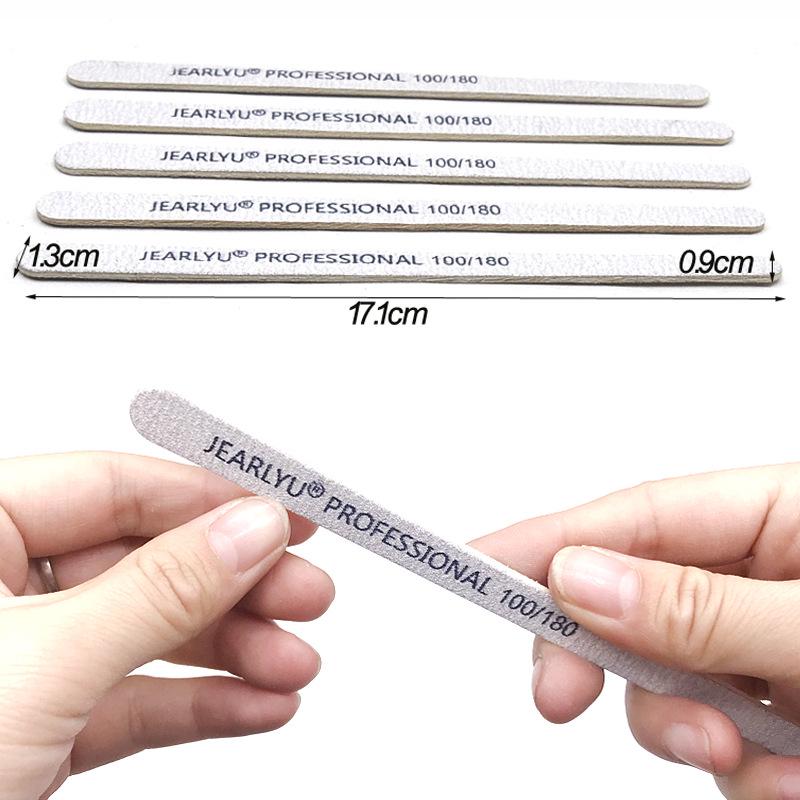 Premium Thick Nail Art Wood File - High-Quality Gray White Sandpaper, Knife & Half Moon Shape