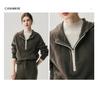 Women's Elegant Hooded Half-Zip Cashmere Sweater - Versatile Knitwear for Autumn/Winter 2026