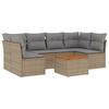 7 piece Garden Sofa Set with Cushions Beige Poly Rattan