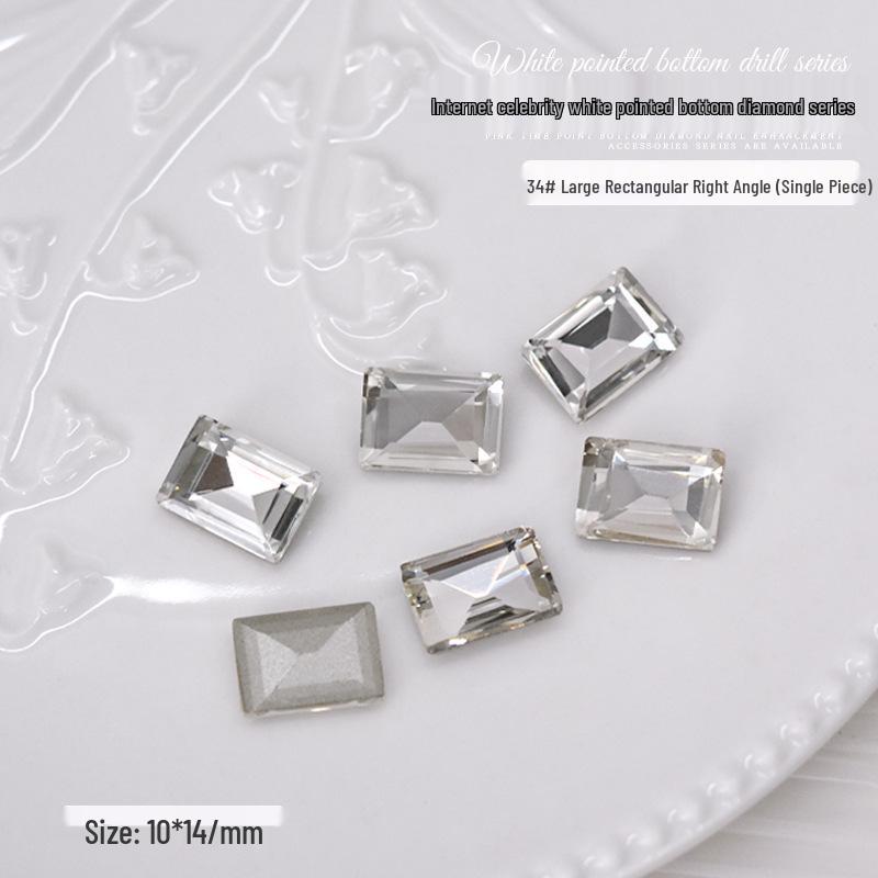 Nail Art Decorations: Transparent Pointed Rhinestones - Heart, Water Drop, Square, Butterfly Shapes