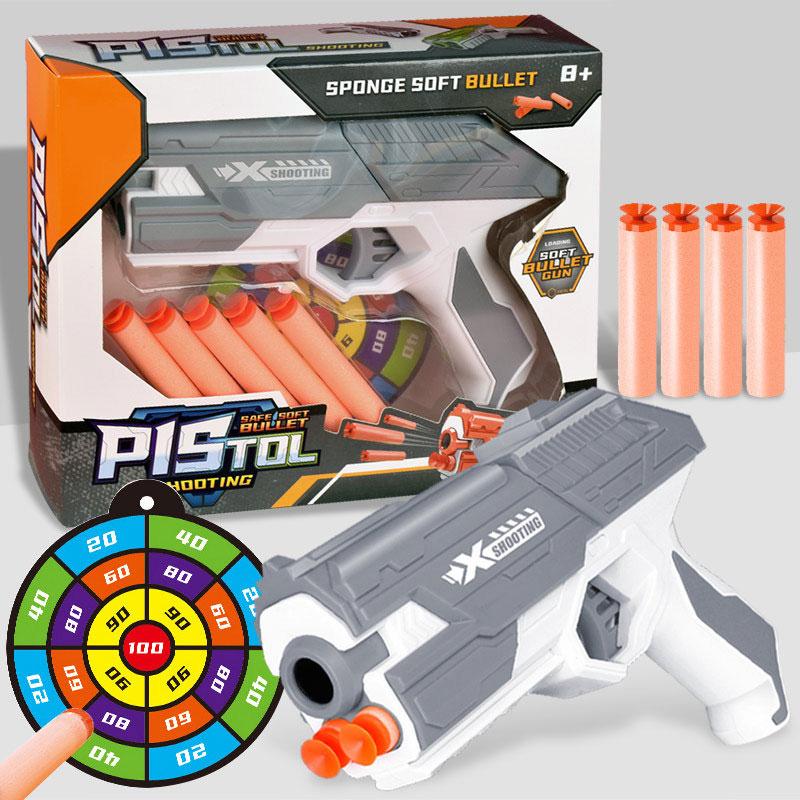 Children Soft Bullet Toy Gun Manual Gun Pistol Dart Blaster Colorful Plastic Shooting Model Launcher with Box Boys Birthday Gift
