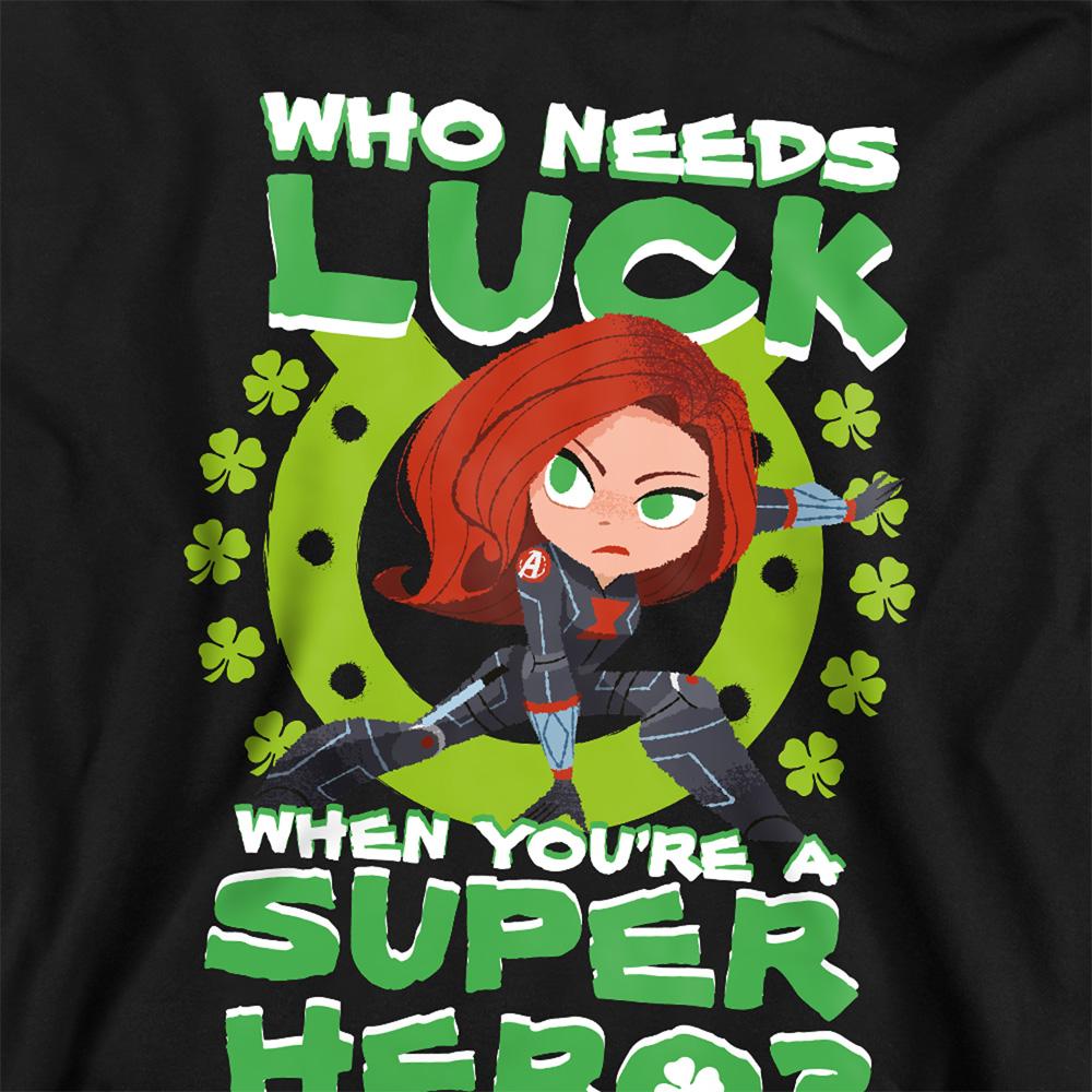 Black Widow Childrens/Kids Lucky Super Hero Heather Pull Over St Patricks Day Hoodie