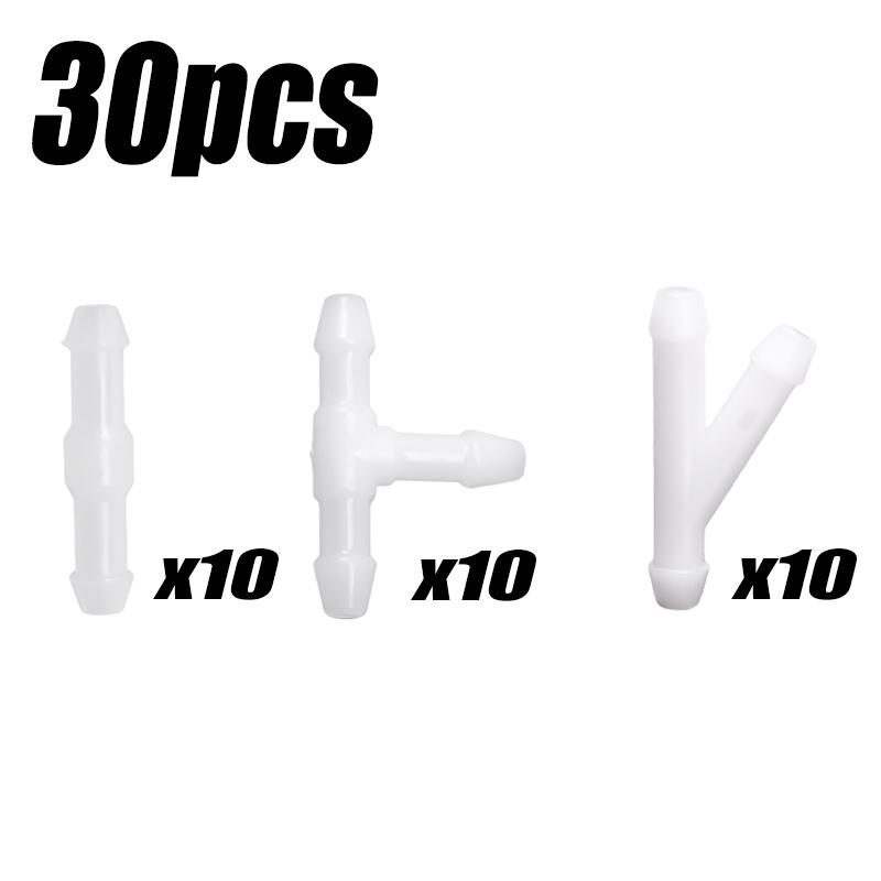 Car Windscreen Washer Joiner Pipe Connector T Piece Straight 3 Way Y Piece Air Fuel Water Petrol Wiper Washer Nozzle Hose White