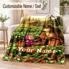 Masha and the Bear Custom Name Flannel Throw Blanket Soft Warm for Sofa Bed Indoor Home Use