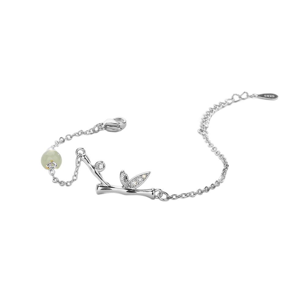 Green Jasper Bamboo Bracelet Women'S New Chinese Style Light Luxury Diamond-Encrusted Rich Bamboo Bracelet