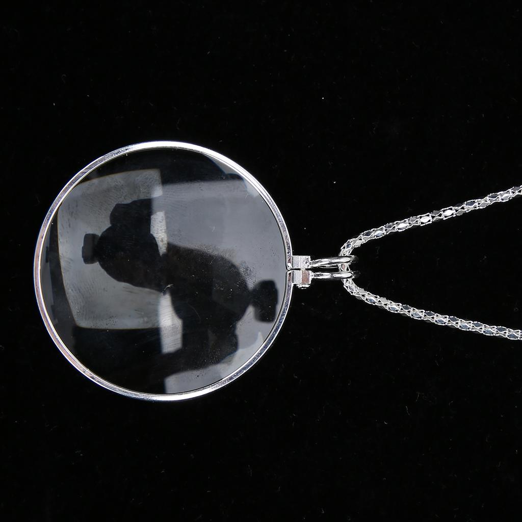 5X Alloy Necklace Magnifying Glass Portable Rding Pendant Magnifier with Chain
