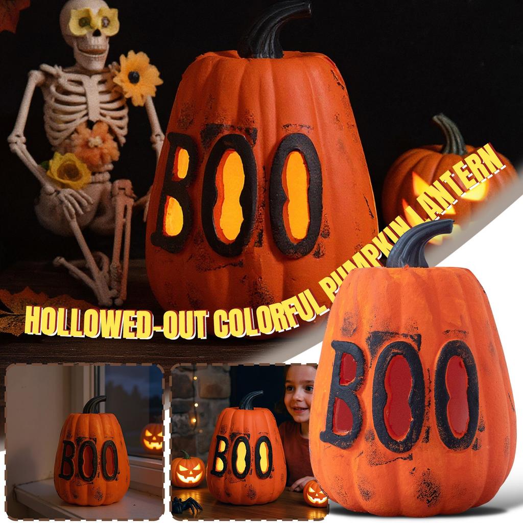 Halloween Hollow Colorful Pumpkin  Courtyard Old Retro Foam Luminous Pumpkin Decoration Props