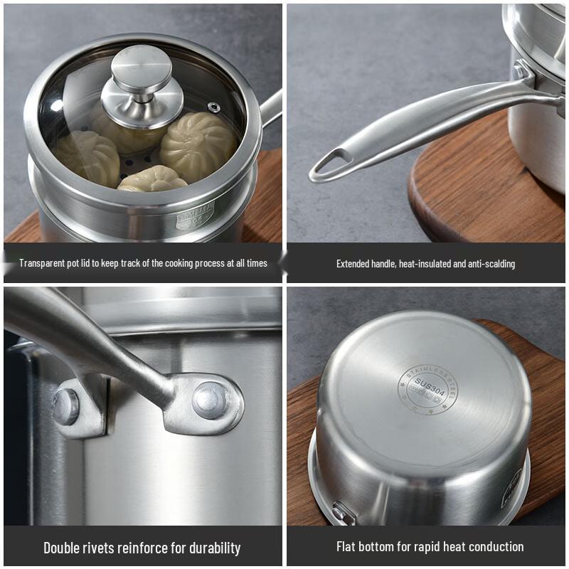Yicang 304 Stainless Steel Milk Pot with Steamer