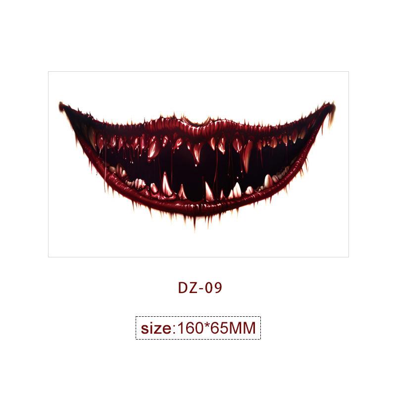 Halloween Mouth Tattoo Scary Clown Face Stickers Creepy Temporary Tattoos Waterproof Party Makeup Costume Props