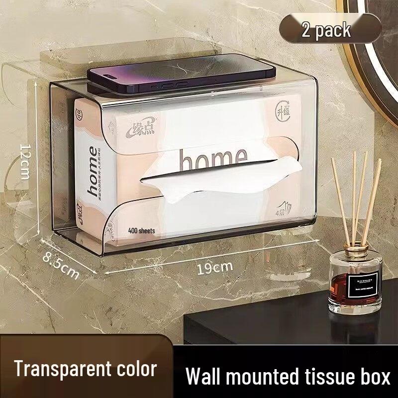 LIEI Waterproof Punch-Free Bathroom Tissue Box with Shelf