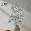 Ice Snow Theme Party Supplies 12 Pcs Wooden Snowflake Ornaments, Blue Winter Christmas Tree Hanging Decoration, Reusable Favors Double Sided