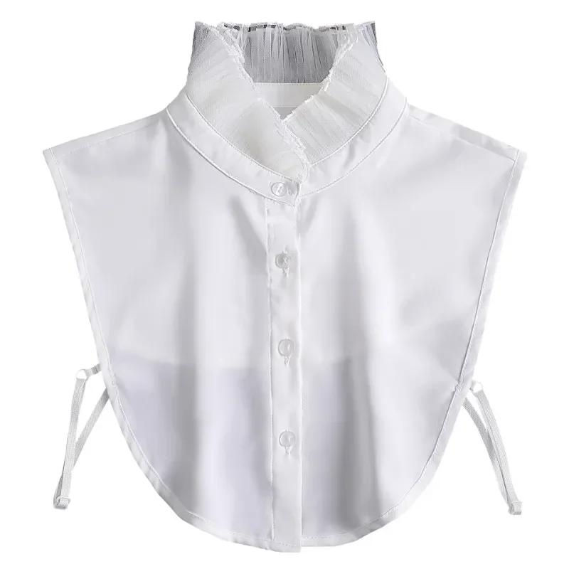 Women Fake Collars Lotus Leaf Fungus Edge Decorative Stand Detachable Collar White Lace Shawl Sweater Collar