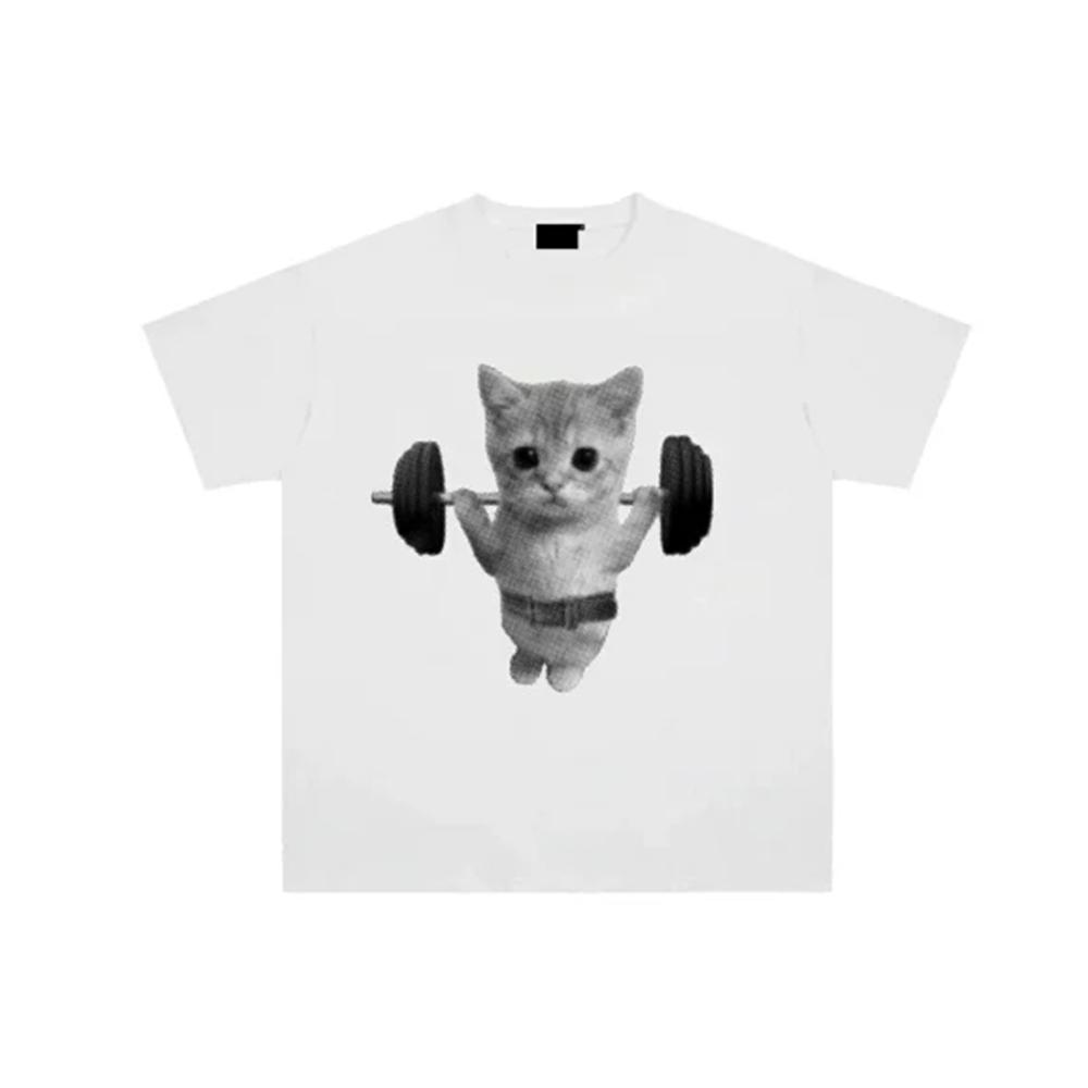 Yes Sir Cute Cat Print Oversized T Shirt Unisex Unisex Vintage Aesthetic Streetwear Harajuku Short Sleeve Funny Cat Meme Casual Tees
